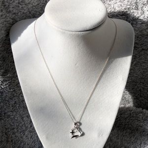 Silver heart and cross necklace